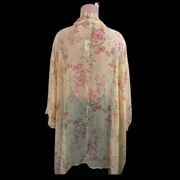 NWT American Eagle AEO Floral Kimono Duster One Size Yellow - Picture 4 of 8